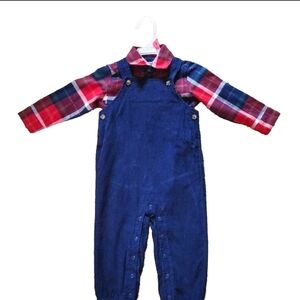 NWOT Carter's corduroy overalls with flannel shirt Size 18 months